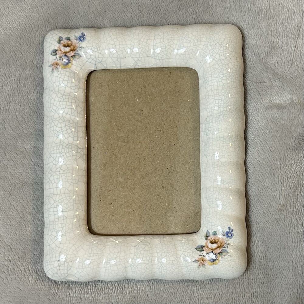 Vintage 90s Ceramic Floral Photo Frame